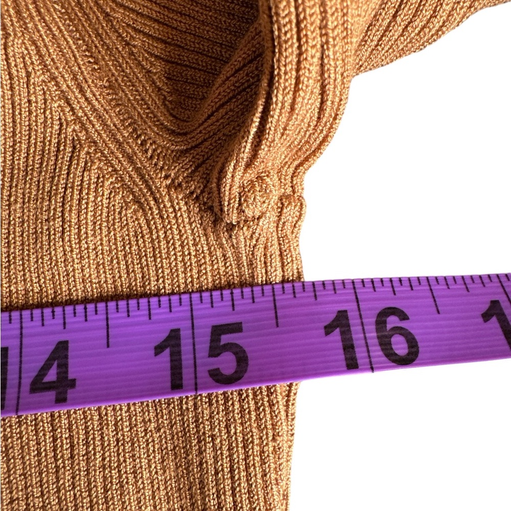 INC INTERNATIONAL CONCEPTS Ribbed Mock Neck Sweater in Brown Saira, Size L. - Picture 8 of 13